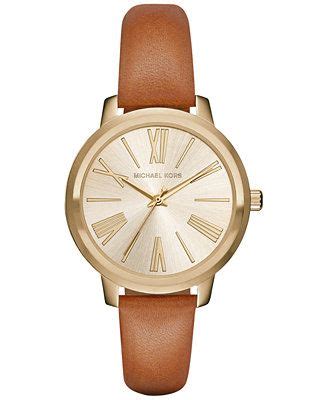 Women's Hartman Luggage Leather Strap Watch 38mm MK2521 